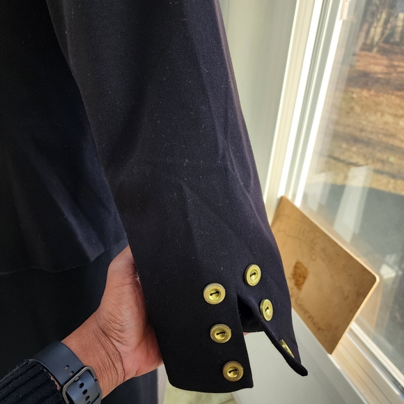 Monroe & Main Black Double Breasted Gold Button Maxi Pencil Skirt Suit - Picture 12 of 16